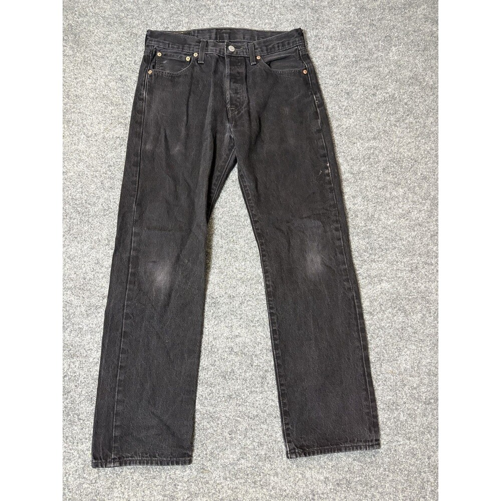 Levi's 501 Jeans Mens 30x30 Black Straight Regular Fit Dark Wash Denim Casual